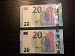 2015 Frankrijk 2x20 euro opeenvolgende serienummers, Postzegels en Munten, Bankbiljetten | Europa | Eurobiljetten, Setje, 20 euro
