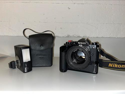 Nikon FM + 50mm f1.4 et pare soleil avec filtre protection, Audio, Tv en Foto, Fotocamera's Analoog, Zo goed als nieuw, Spiegelreflex