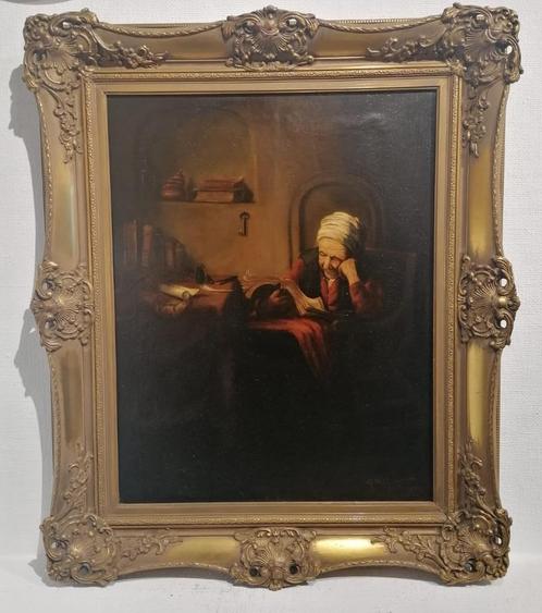 89- Schilderij op doek, gesigneerd, Antiek en Kunst, Kunst | Schilderijen | Klassiek, Ophalen of Verzenden