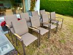 8 Bristol tuinstoelen alu-textileen-teak, Ophalen, Gebruikt, Aluminium, Stapelbaar