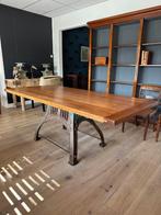 Kersen eetkamertafel met gietijzeren onderstel, Ophalen of Verzenden