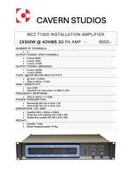 MC2 AUDIO T1000 INSTALLATION AMPLIFIER € 650,-, Overige merken, Stereo, Zo goed als nieuw, 120 watt of meer