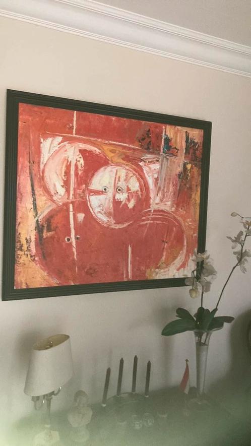 Schilderij Congolees Botembe :abstract in geel .., Antiek en Kunst, Kunst | Schilderijen | Abstract, Ophalen