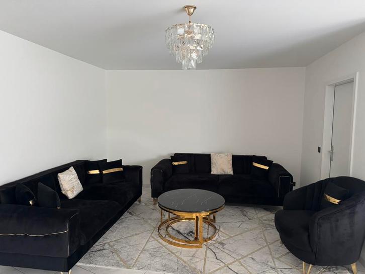 Luxe zwart-gouden marmer salon & eetkamer volledige set, Huis en Inrichting, Zetels | Complete zithoeken, Zo goed als nieuw, Ophalen