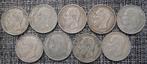 Lot 9 munten • 5 Francs • België •, Verzenden, Zilver, Losse munt, Zilver