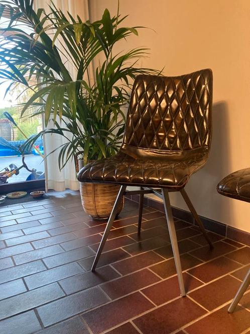 8 x Diamond Stiching Vintage Washed PU stoel, Huis en Inrichting, Stoelen, Zo goed als nieuw, Metaal, Ophalen