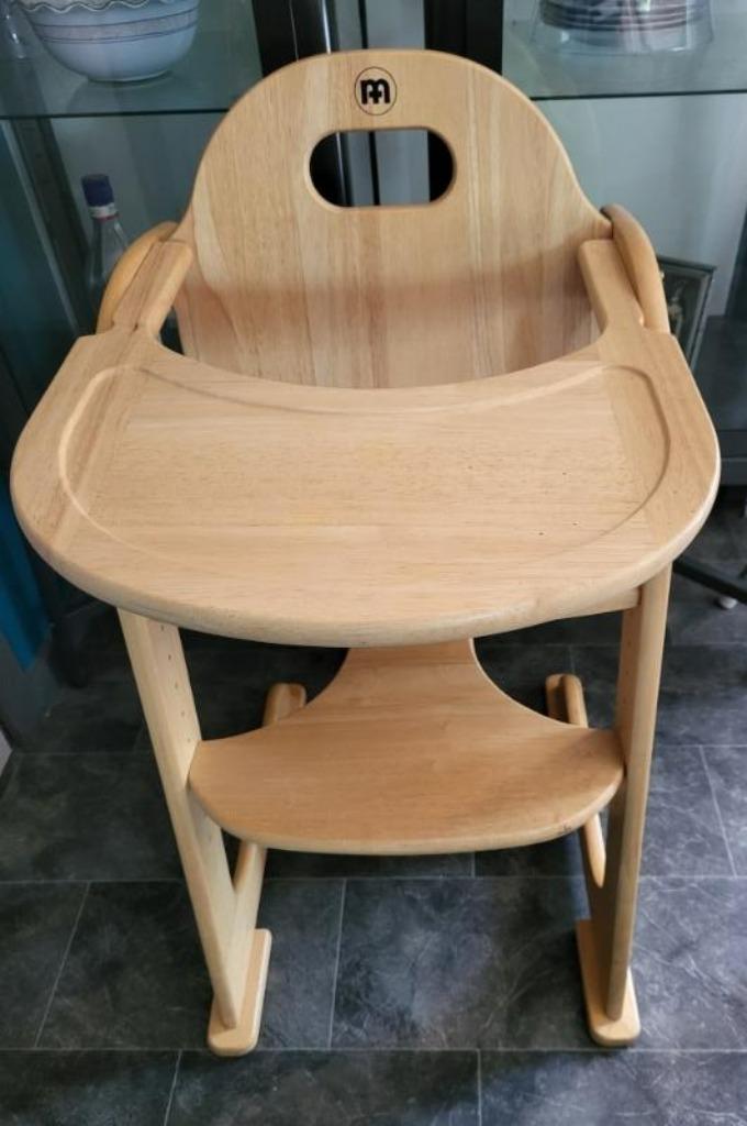 Massief houten meegroeistoel, Kinderen en Baby's, Kinderstoelen, Zo goed als nieuw, Meegroeistoel, Afneembaar eetblad, Ophalen