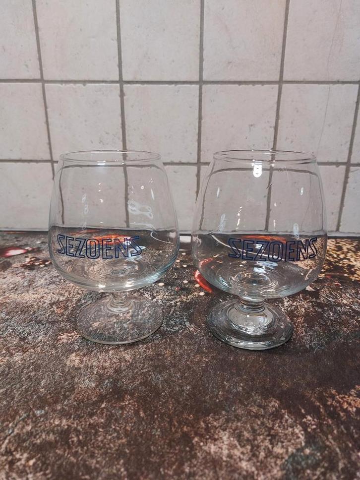 Sezoens bolletjes glas, Verzamelen, Glas en Drinkglazen, Zo goed als nieuw, Bierglas, Ophalen of Verzenden