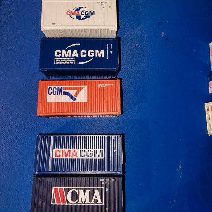 CONTAINERS CMA-CGM SET -H0-, Hobby en Vrije tijd, Modeltreinen | H0, Zo goed als nieuw, Overige merken, Ophalen of Verzenden
