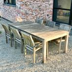 Robuuste houten tuin tafel + 6 stoelen, Tuin en Terras, Tuintafels, Ophalen, Gebruikt