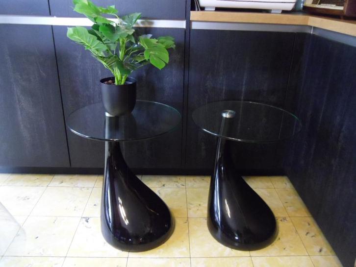 moderne glazen bijzettafeltjes, Huis en Inrichting, Tafels | Bijzettafels, Gebruikt, 45 tot 60 cm, Glas, Ophalen