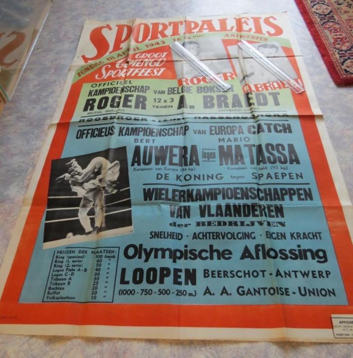 Boksen Sportpaleis Wielrennen Antwerpen 1943 REX Affiche VNV, Verzamelen, Posters, Zo goed als nieuw, Sport, Verzenden