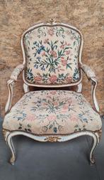 Vintage zetel stoel Louis XV stijl bloemen bekleding antiek, Antiek en Kunst, Ophalen of Verzenden
