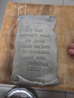 Tinnen wandbord / oorkonde – "Gewerkt voor de poen..." – 92%, Enlèvement ou Envoi