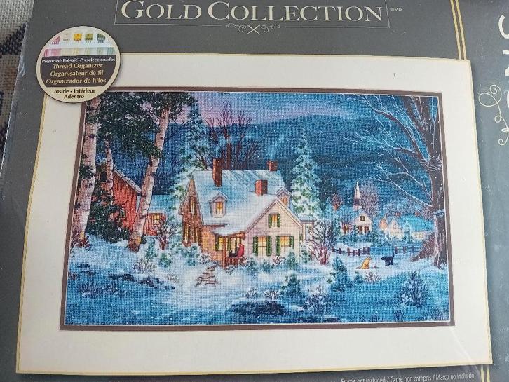 Borduurpakket Winter's Hush van Dimensions Gold, Hobby & Loisirs créatifs, Broderie & Machines à broder, Neuf, Set à broder, Envoi