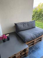 tuinset pallet met kussen en tafel, kussens zijn pas 1j oud, Tuin en Terras, Tuinsets en Loungesets, Ophalen, Zo goed als nieuw
