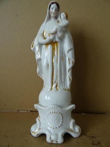 Antiek Mariabeeld verguld porseleinen Mariabeeld 24cm 1850