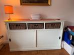 Witte cozy kast met 3 mandjes, Huis en Inrichting, Ophalen, Gebruikt, 100 tot 150 cm, Rustiek modern