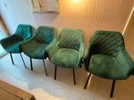 4 groene velvet stoelen, Huis en Inrichting, Stoelen, Ophalen, Overige kleuren, Zo goed als nieuw, Vier