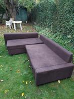 Canapé 4 places marron avec chaise longue, Enlèvement, Utilisé, Tissus