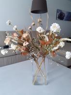 Glazen vaas met zijden bloemen, Ophalen, Zo goed als nieuw, Binnen