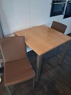 Tafel en 2 leren stoelen, Enlèvement, Comme neuf