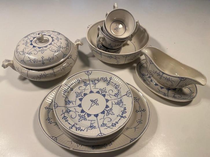 brocante servies, vintage Boch, blauw wit servies, retro, Antiek en Kunst, Antiek | Keramiek en Aardewerk, Ophalen of Verzenden