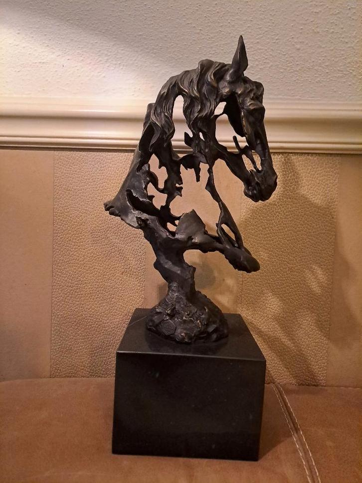 bronzen abstracte paarden hoofd buste paard beeld, Antiquités & Art, Art | Sculptures & Bois, Enlèvement ou Envoi