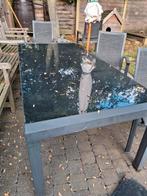 Buiten tafel en 4 stoelen in aluminium, weerbestendig, Tuin en Terras, Ophalen, Gebruikt