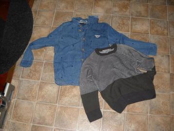 trui en jeans hemd-122-jongens jbc-mooie staat-5euro