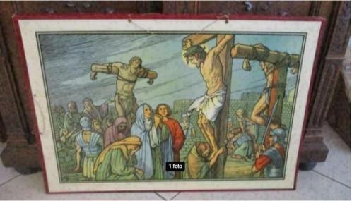 Belle affiche scolaire - Le Christ meurt sur la Croix, Antiquités & Art, Antiquités | Objets religieux, Enlèvement ou Envoi