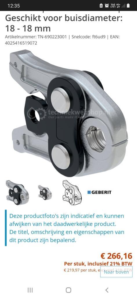 Geberit Mapress persbek diameter 18 en fittingen, Doe-het-zelf en Bouw, Sanitair, Nieuw, Overige typen, Inox, Ophalen of Verzenden