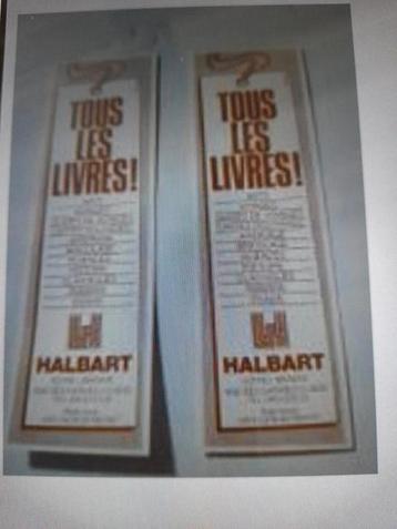Deux signets double face de la Librairie Halbart Liège, Enlèvement ou Envoi, Comme neuf, Publicité