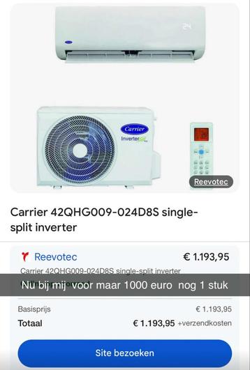 Erco carrier. 24k. Split inverter, Enlèvement, Comme neuf