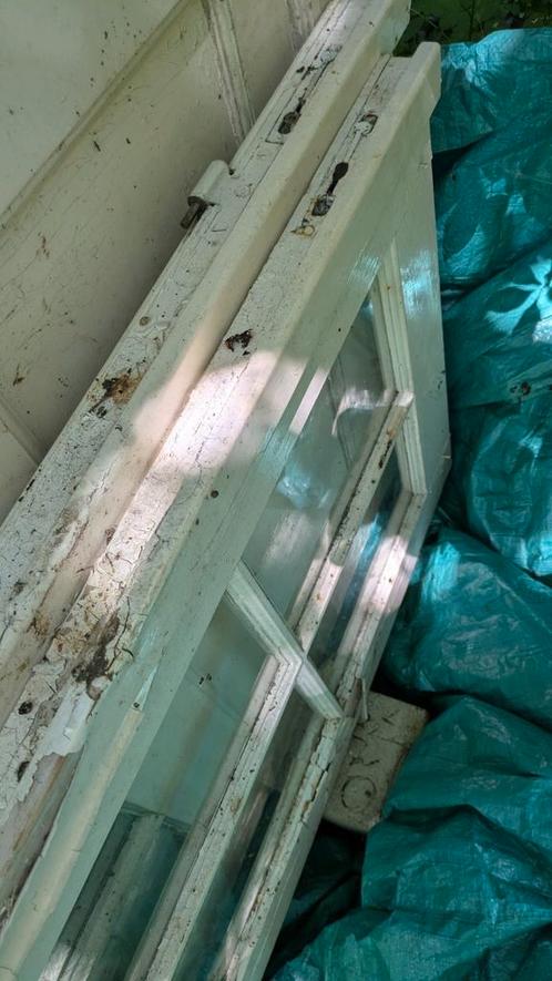 Noors grenen deur met glas in drie delen, Gratis., Doe-het-zelf en Bouw, Raamkozijnen en Schuifdeuren, Gebruikt, Ophalen