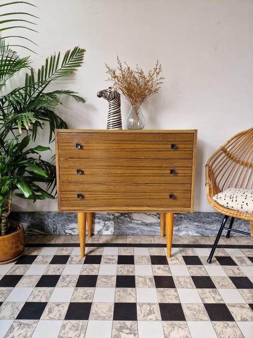 Vintage midcentury ladekast | commode | kast retro, Huis en Inrichting, Kasten | Ladekasten, Gebruikt, Minder dan 100 cm, 50 tot 100 cm
