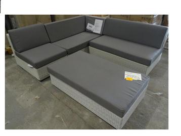 Salon d’angle Diphano 210x210 cm + pouf – wicker gris clair, Neuf, Salons de jardin, Enlèvement, Autres matériaux