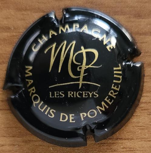 Champagnecapsule Marquis de Pomereuil Zwart en Goud nr. 12, Verzamelen, Wijnen, Nieuw, Champagne, Frankrijk, Ophalen of Verzenden