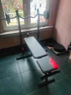 Bench press with 100kg metal weights, Sport en Fitness, Fitnessmaterialen, Ophalen, Zo goed als nieuw