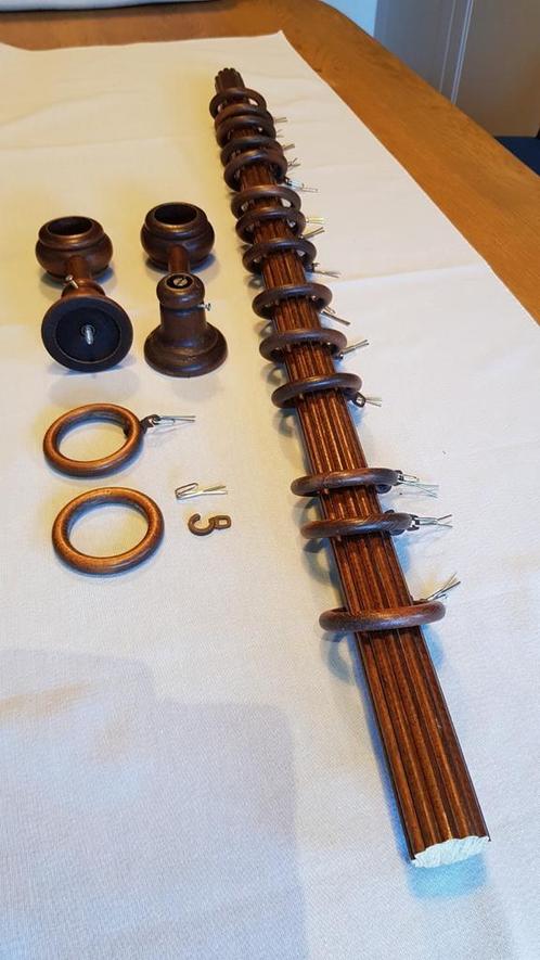 Houten gordijnroede/complete set, Huis en Inrichting, Stoffering | Gordijnen en Lamellen, Zo goed als nieuw, Ophalen of Verzenden