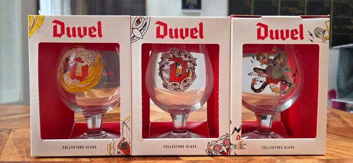 3 Duvel collectors glazen, Verzamelen, Biermerken, Zo goed als nieuw, Duvel, Ophalen