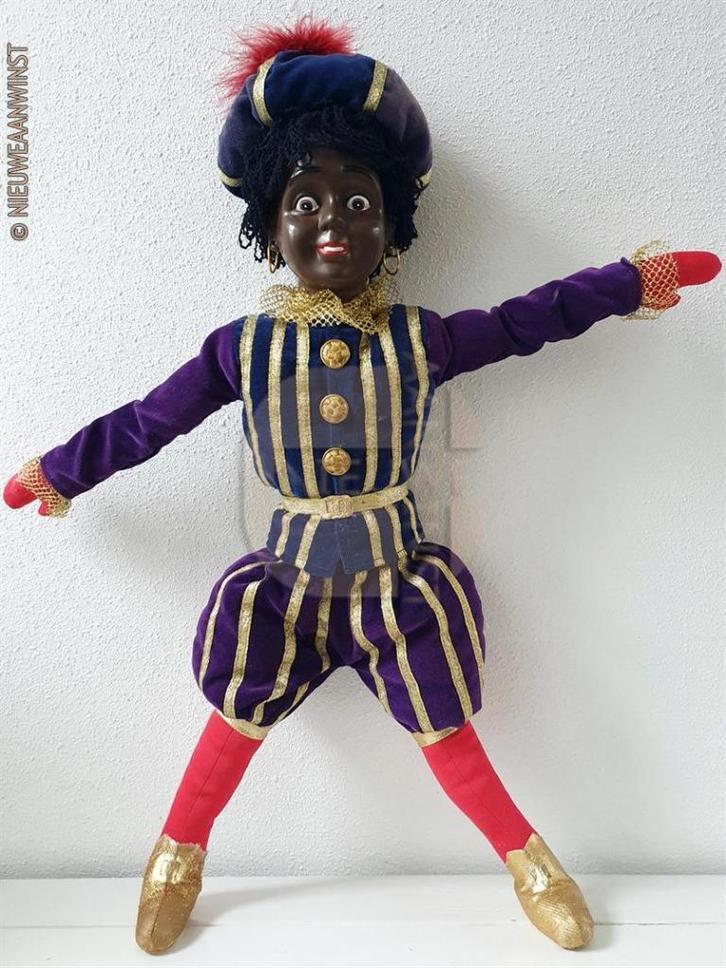 Authentieke V&D etalage zwarte Piet pop - 60cm, blauw/paars, Divers, Saint-Nicolas, Envoi