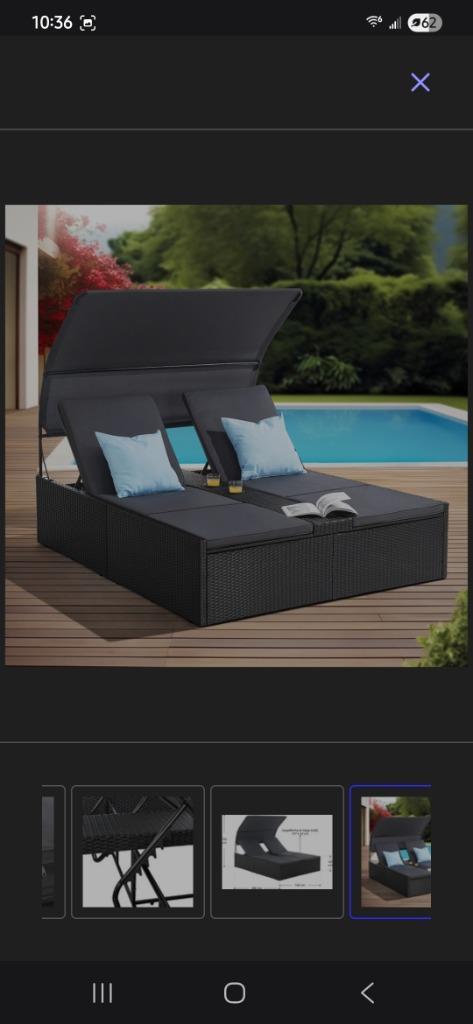 Transat lounge 2 places Juskys Syros, Tuin en Terras, Ligbedden, Nieuw, Overige materialen, Ophalen