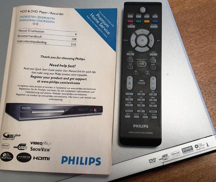 DVDR-recorder PHILIPS DVDR3595H 250 GB voor onderdelen, Audio, Tv en Foto, Decoders en Harddiskrecorders, Niet werkend, Harddiskrecorder