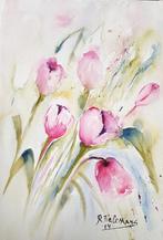 Roze Tulpen, aquarel 50x35 cm., Ophalen of Verzenden