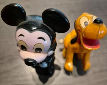 Walt Disney - Vintage opwindpopjes Pluto en Mickey Mouse beschikbaar voor biedingen