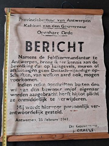 Affiche Feldkommandantur Antwerpen Ekeren 43x35, Enlèvement ou Envoi