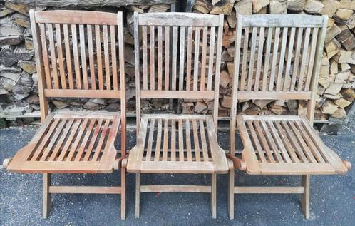 3 chaises en bois florabest, Tuin en Terras, Tuinstoelen, Gebruikt, Hout, Inklapbaar, Ophalen