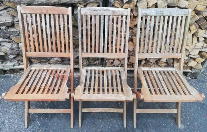 3 chaises en bois florabest, Tuin en Terras, Tuinstoelen, Gebruikt, Hout, Inklapbaar, Ophalen