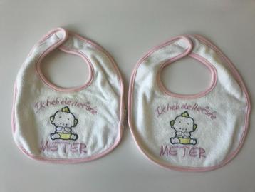 2 roze slabbetjes van liefste meter, perfecte staat!  beschikbaar voor biedingen